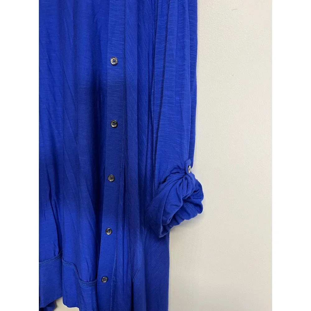 LOGO by Lori Goldstein Women's Blue Long Sleeve Cardigan With Buttons Size XL